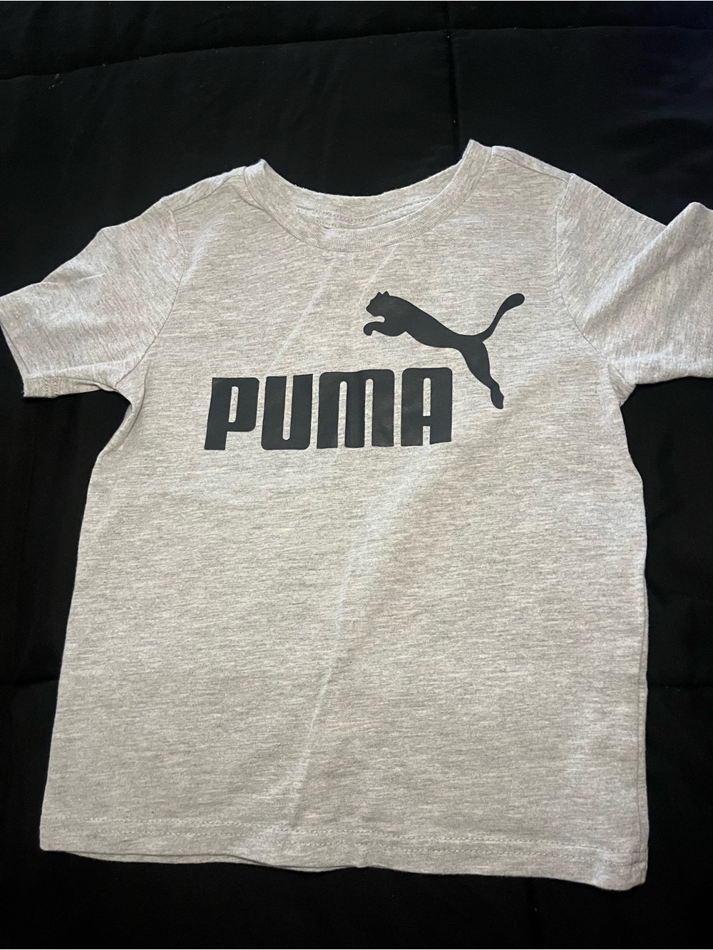 kids Puma Light Gray Tee with Black Logo